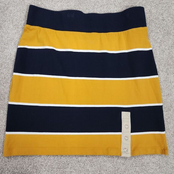 Tommy Hilfiger Blue and Yellow Color Block Thick Stripe Skirt - Picture 2 of 10